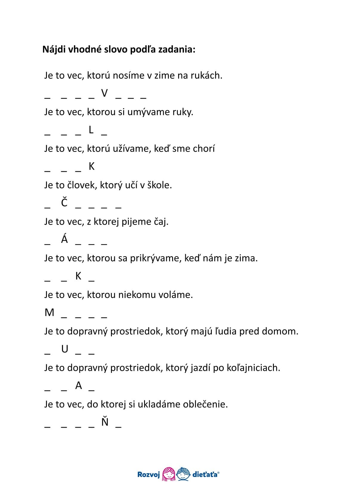 PDF - NÁJDI A NAPÍŠ SPRÁVNE SLOVO